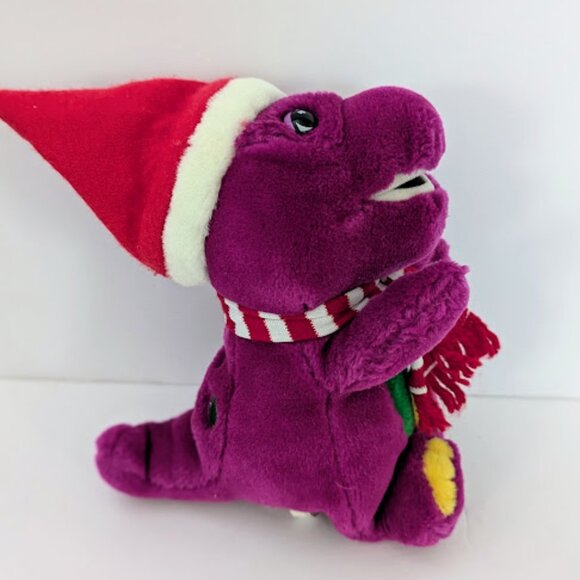 Vintage Barney Christmas Holiday Plush Stuffed Animal Toy Lyons Group 9 Inches - Picture 4 of 6